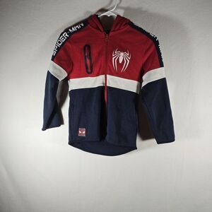 Disney Marvel Spiderman Varsity Jacket Boys Size 7/8 Red Blue White Zipper